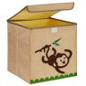 Taitettava laatikko kannella 33x33x33cm., beige/ruskea/vihreä