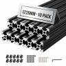 Alumiiniekstruusioprofiilit VEVOR 2020T-122-10-H, 10 kpl, Musta, 2 × 1,2 × 134 cm
