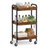 SONGMICS LRC081KD01 Serving Cart, 3 Shelves, Brown, 41.3 × 73 × 27.5 cm