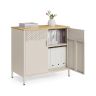 SONGMICS Storage Cabinet, With Doors and Adjustable Shelf, Sand/Oak, 80 × 76 × 40 cm