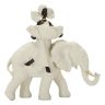Decorative sculpture of an African woman on an elephant, Sand, black and gold colors, 29 × 29 × 13 cm