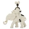 Decorative sculpture of an African woman on an elephant, Sand, black and gold colors, 19.5 × 12 × 8 cm