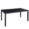 Большой садовый стол с черным стеклом 150x90x73см