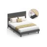 VASAGLE double bed frame, for 140 × 190 cm mattress, Grey, 202 × 146 × 110/116.5 cm
