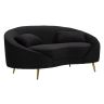 Two-seater sofa Oslo, 2-seater with 2 cushions, Black/gold, 148 × 68 × 84 cm