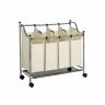 Pyykkikori pyörillä 4 x 35 l, beige
