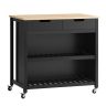 Кухонный шкаф на колесах 98x58x94см., черного/светло-коричневого цвета