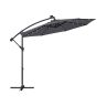 Aurinkovarjo Ø 300 cm, 32 LED-valoa, aurinkovoimalla