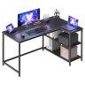 Kulmatietokonepöytä VASAGLE, 2 vaihtovirtapistorasiaa ja 2 USB-porttia, Musta, 120 × 80 × 76 cm