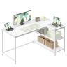 Kulmakirjoituspöytä VASAGLE, 2 vaihtovirtapistorasiaa ja 2 USB-porttia, Valkoinen, 120 × 80 × 76 cm