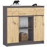 Lipasto AKORD K100, 2 ovea ja 3 laatikkoa, harmaa/ruskea, 101 × 98 × 35 cm