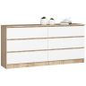 Lipasto NORE K160 6 laatikolla, tammi/valkoinen