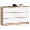 Lipasto NORE K120 6 laatikolla, tammi/valkoinen
