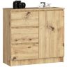 Lipasto K80 JERRY, 1 oven ja 3 laatikkoa, ruskea, 80 × 77 × 35 cm