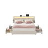 SONGMICS RMB827LH01 Bed Frame, 4 Drawers, Sand, 210.2 × 149 × 88.2/94.7 cm