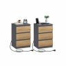 Yöpöytä VASAGLE, 3 laatikkoa, 2 pistorasiaa ja 2 USB-porttia, 40 × 59 × 35 cm