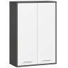 Ripustettava kylpyhuonekaappi FIN H934 W64, 2 ovea, harmaa-valkoinen, 64 × 94 × 30 cm