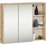Seinäkiinnitteinen kylpyhuonekaappi peilillä VAMI W90, 2 saranaovea, ruskea/beige, 90 × 75 × 15 cm