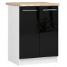 Lattiamallinen keittiökaappi OLIWIA S60 2D, 2 ovea, valkoinen/musta, 60 × 85 × 46 cm