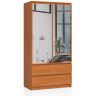 Vaatekaappi AKORD S90, 2 ovea ja 2 laatikkoa, ruskea, 90 × 180 × 51 cm