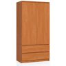 Vaatekaappi AKORD S90, 2 ovea, 2 laatikkoa, ruskea, 90 × 180 × 51 cm