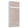 Vaatekaappi AKORD S90, 2 laatikkoa välikerroksella, valkoinen/beige, 90 × 234 × 51 cm
