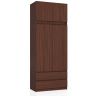 Vaatekaappi AKORD S90, yläkaapilla, 2 ovella ja 2 laatikolla, ruskea, 90 × 234 × 51 cm