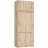 Vaatekaappi AkordV2 S90, 6 ovea ja 6 hyllyä, ruskea, 90 × 235 × 51 cm
