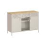 SONGMICS LSC204LF01 Living Room Cabinet, 2 Doors, Sand/Oak, 110 × 76 × 40 cm