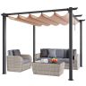 10'x10' ulkokäyttöön tarkoitettu alumiininen pergola sisäänvedettävällä katoksella, beige