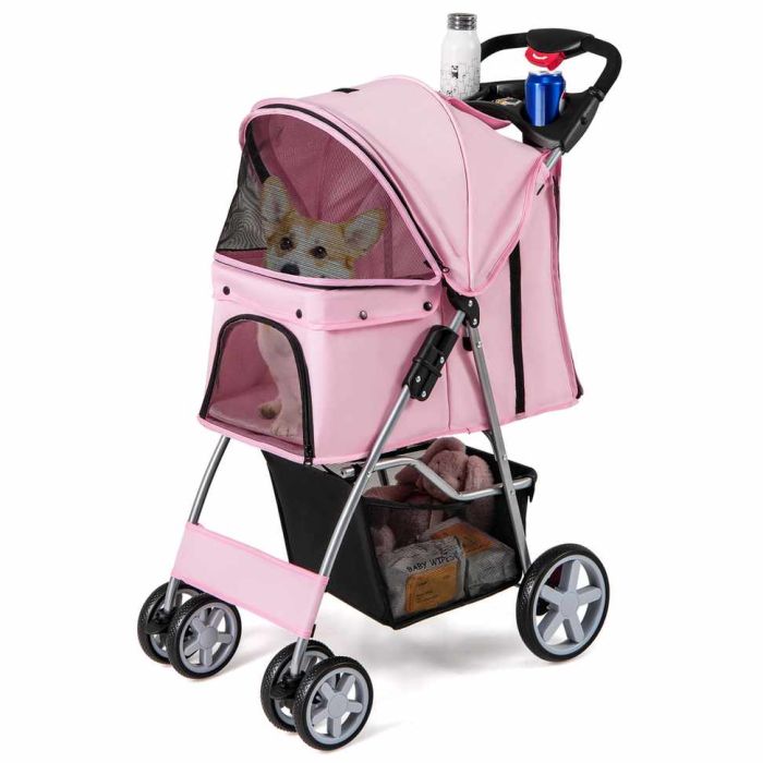 Коляска для собак 87x46x102см, розовый/черный цвет