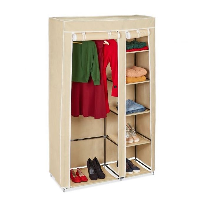 Kangasvaatekaappi 174x107x42,5cm, beige/valkoinen