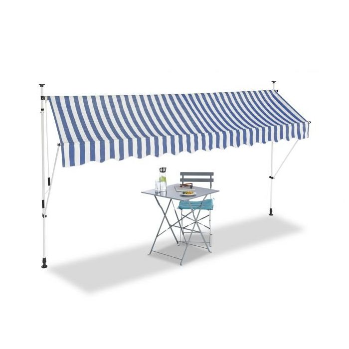 Automaattinen sisäänvedettävä markiisi 350x120cm, tummansininen/valkoinen/musta