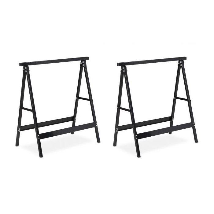 Sarja 2 rakennuspukkia 75x72x40cm, musta