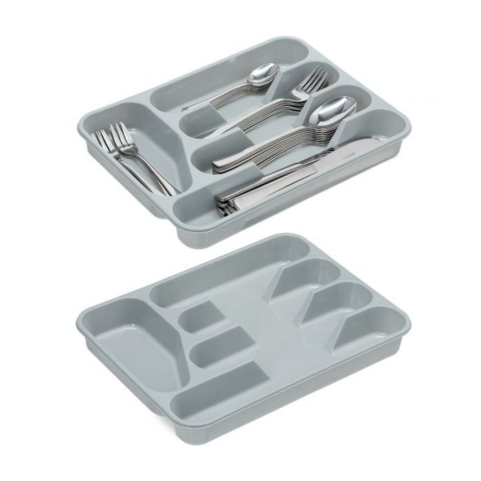 Ruokailuvälinetarjotin 4x25x33cm, harmaa
