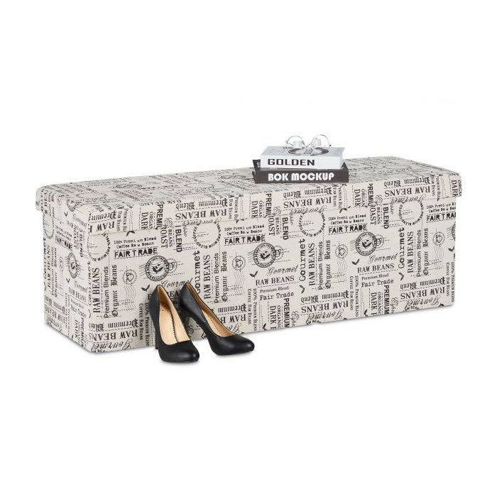Taitettava penkki 38,5x114x37,5cm, beige/musta