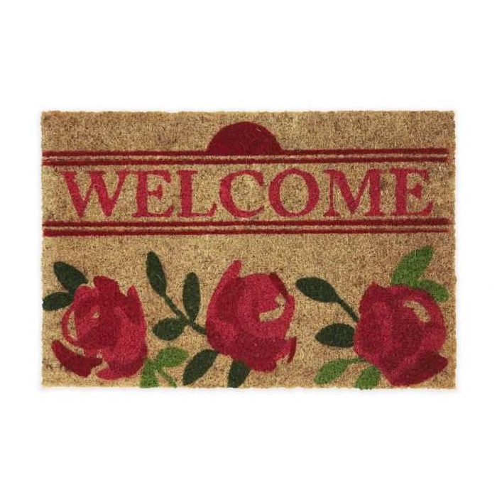 Ovimatto "Welcome" ruusuilla 60x40 cm.