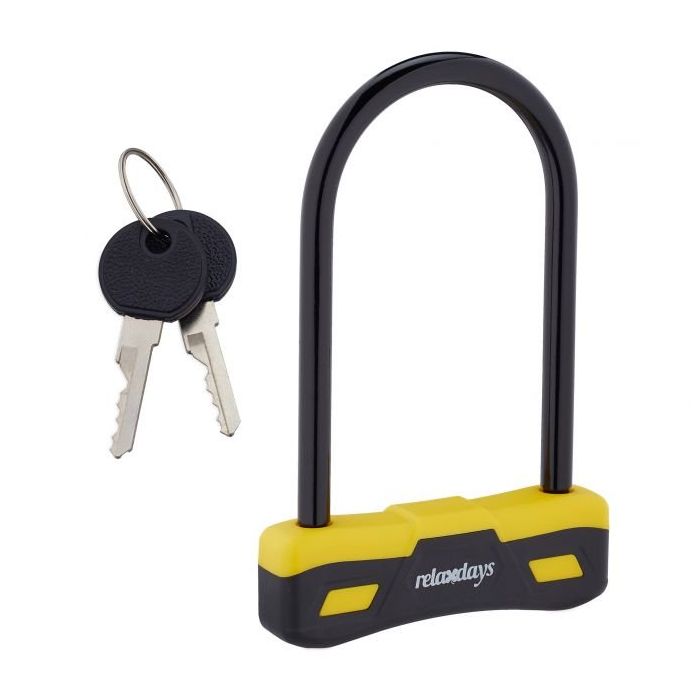 Polkupyörän lukko avaimella 25,5 cm, väri musta/keltainen