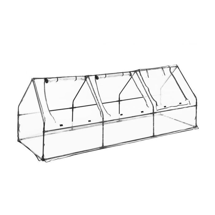 Läpinäkyvä minikasvihuone taimitarha 95x270x90cm, musta