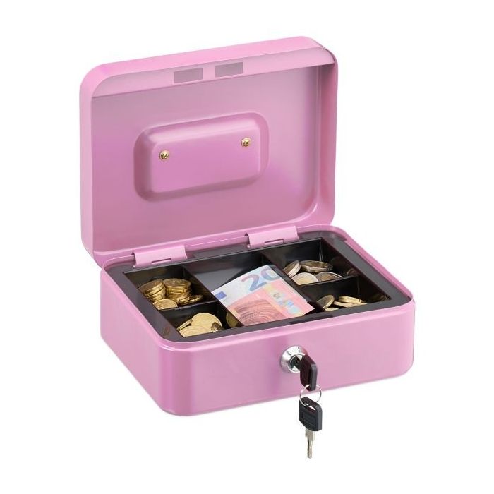 Lukittava kassalaatikko, vaaleanpunainen