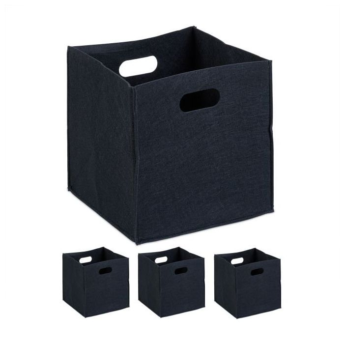 4 kpl taittolaatikoita 30x30x30cm setti, musta