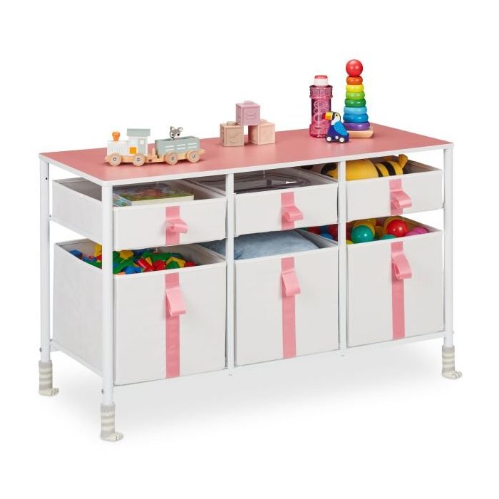 Lasten lipasto 6 lokerolla 61,5x100x40,5cm, pinkki/valkoinen