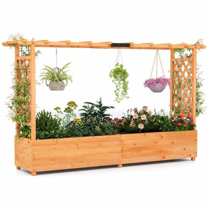 Korotettu penkki 200x44x114cm, ruskea