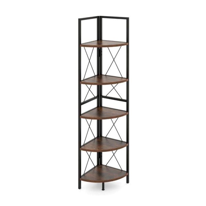 Напольная полка 35,5x35,5x159,5 см, черно-коричневого цвета