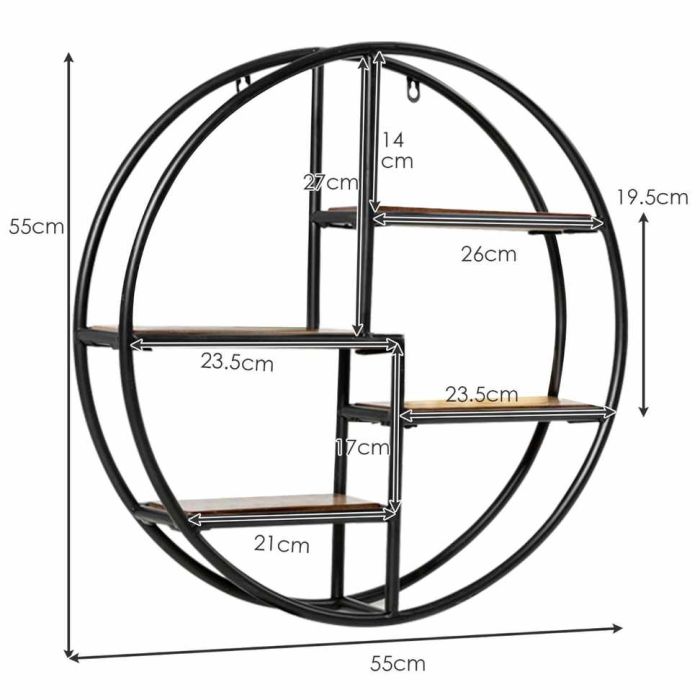Настенная полка 55x55x11см, черного/светло-коричневого цвета