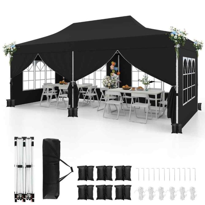 Paviljonki 600x300x316cm, musta väri