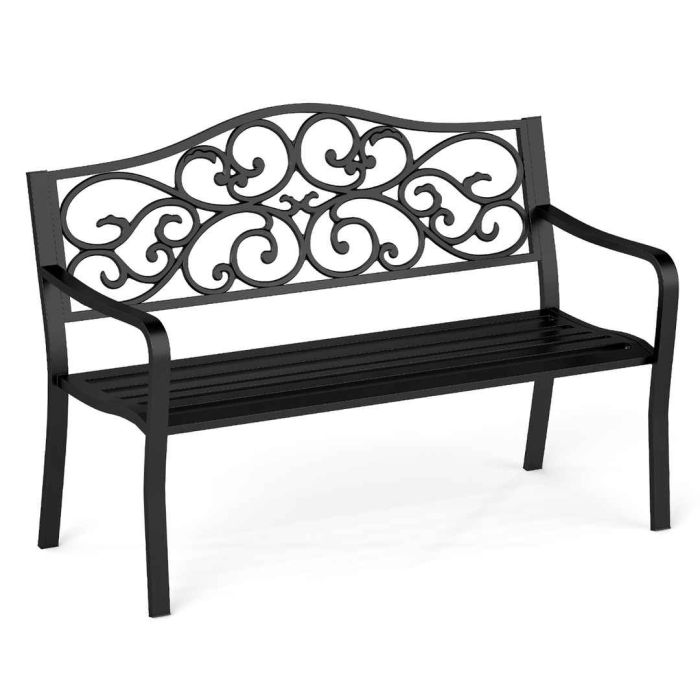 Садовая скамейка 128x62x89см, черного цвета