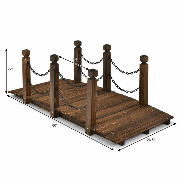 Садовый мост 150x67x55см, коричневый
