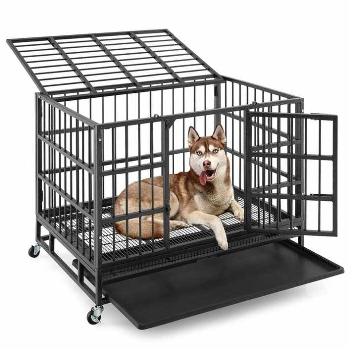 Клетка для собаки 96x65x77см, чёрного цвета