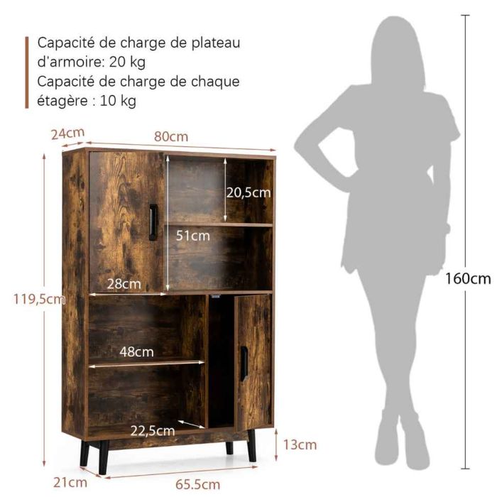 Seisova hylly 80x24x119,5cm, ruskea
